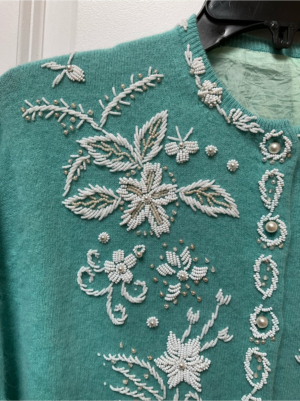 Vintage 50’s-60’s Glass Beaded Cardigan - Picture 3 of 15